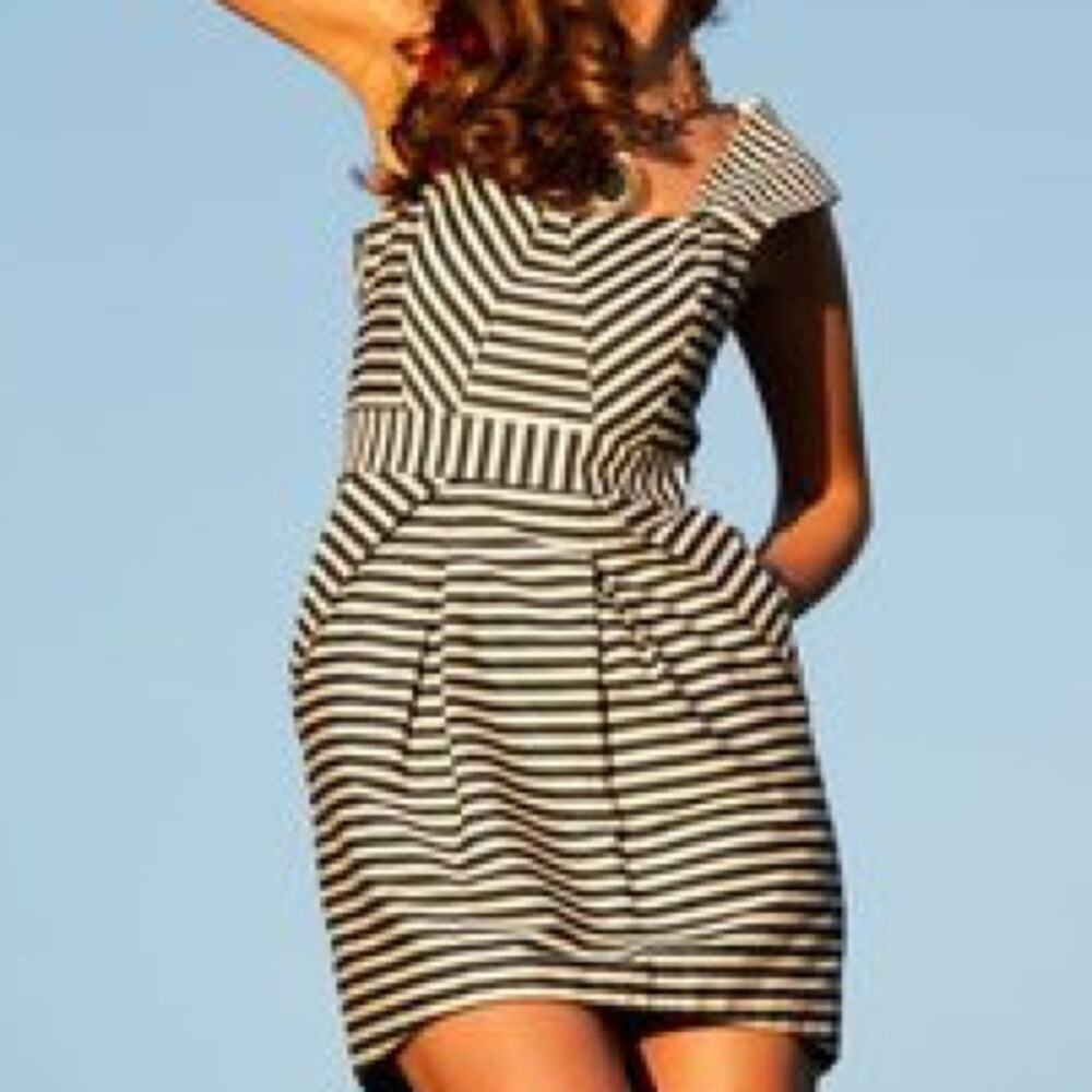 Pink Martini Striped Blue and Tan Nautical Dress XS